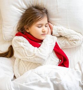 Primary school girl sleeping soundly without noisy breathing